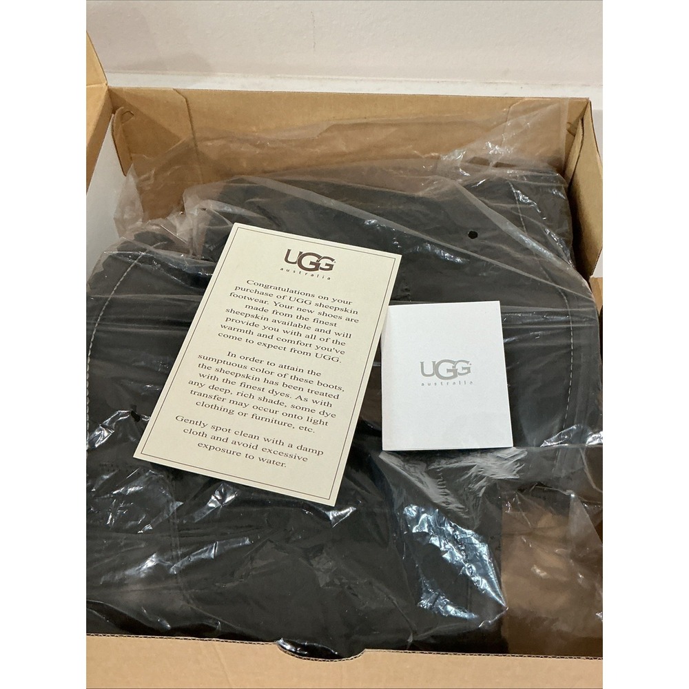 UGG Brooks Boots 5381 Black Leather Suede Shearling Lined Womens 9 Mid Calf LNIB - Picture 15 of 16